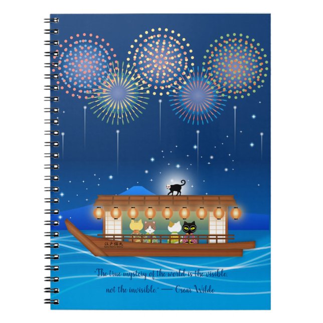 Katt Delight i Fireworks ombord på en husbåt Anteckningsbok (Framsidan)