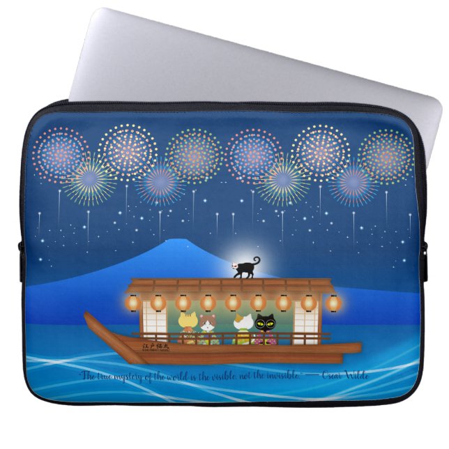 Katt Delight i Fireworks ombord på en husbåt Laptop Fodral (Framsidan)