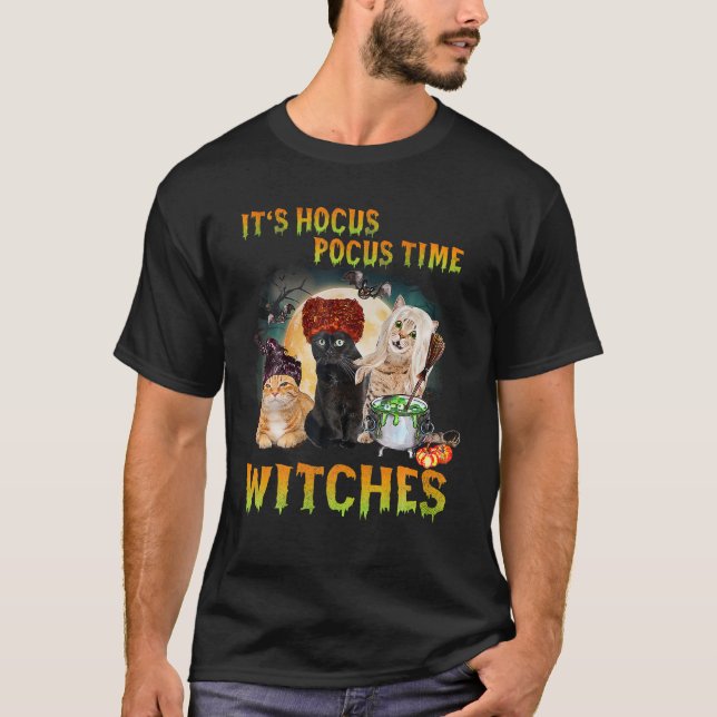 Katt Det är Hocus Pocus Time Witches Funny Hallowe T Shirt (Framsida)