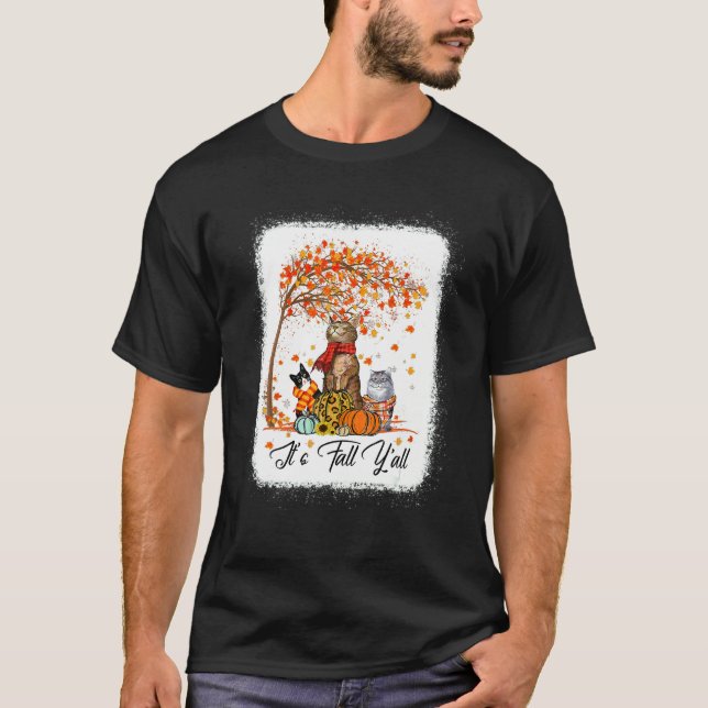 Katt Det är Höst Alla Pumpa Höst Halloween T Shirt (Framsida)