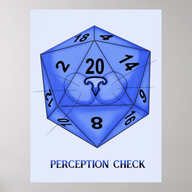 Katt. Dice 20. Perceptionskontroll Poster (Framsidan)