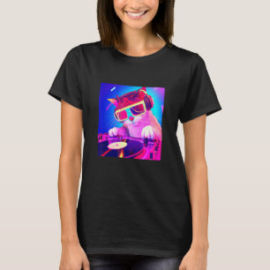 Katt DJ Vaporwave Estetik Män Pojkar Flickor Kvinn T Shirt