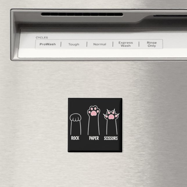 Katt Djur Husdjur Älskare Sten Sax Påse Hand Lek Magnet (In Situ (Dishwasher))