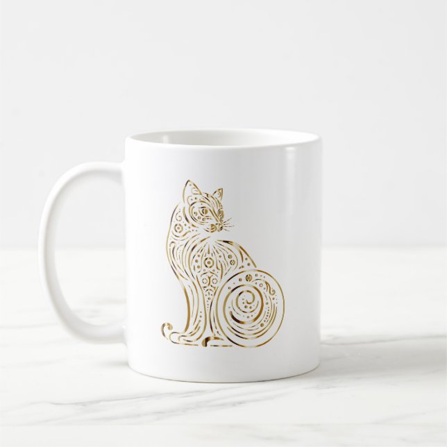 Katt Djur Mönster | Söt & Whimsisk Katt Kaffemugg (Vänster)