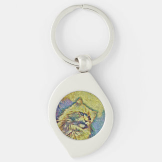 katt,djur,natur swirl silverfärgad nyckelring