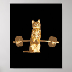 Katt Dödliftar Mjao Tyngdlyftning Bodybuilding Gym Poster