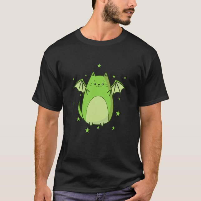 katt Drakd Batty Fabel Varelse Sagan T Shirt (Framsida)