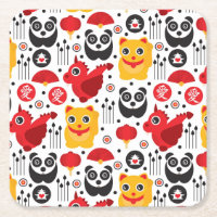 Katt, drake och panda för china lycklig