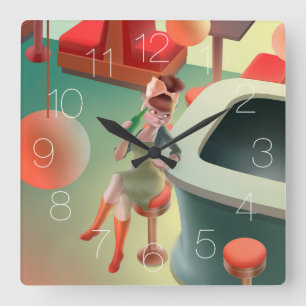 Katt dräneringshöl vid muskelklocka på Pub Fyrkantig Klocka