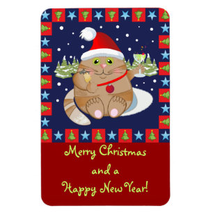 Katt dricka en cocktail + text Julmagnet Magnet