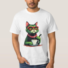 Katt dricka kaffe T-shirt