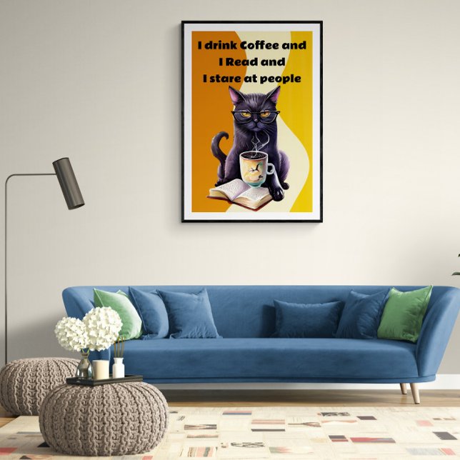 Katt dricka kaffevägg konst jag dricker kaffe poster (Skapare uppladdad)