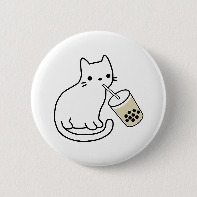 Katt dricker Boba mjölkte Bobalogy Hoodie Knapp (Framsida)