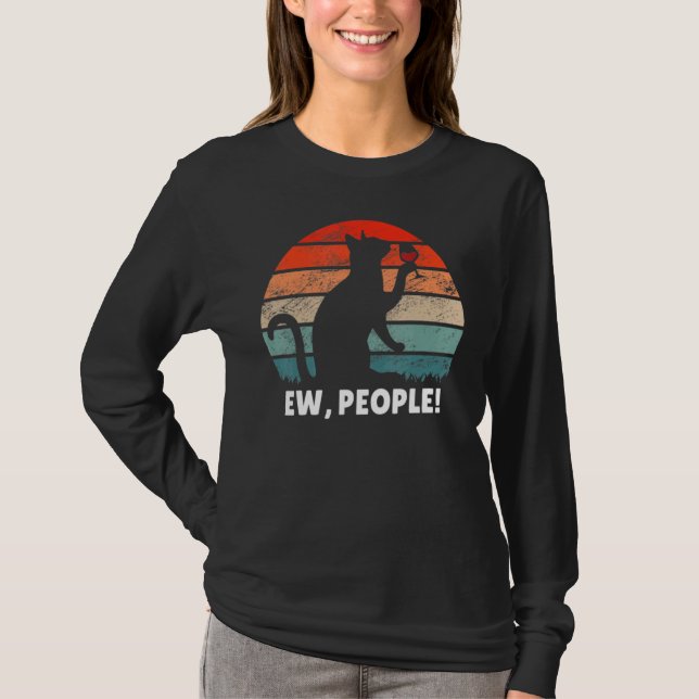 Katt Dricker Vin Ew Människor T Shirt (Framsida)