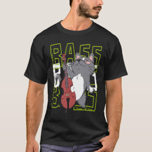 Katt Dubbelbas Spelare Jazzmusiker Kontrabas T Shirt