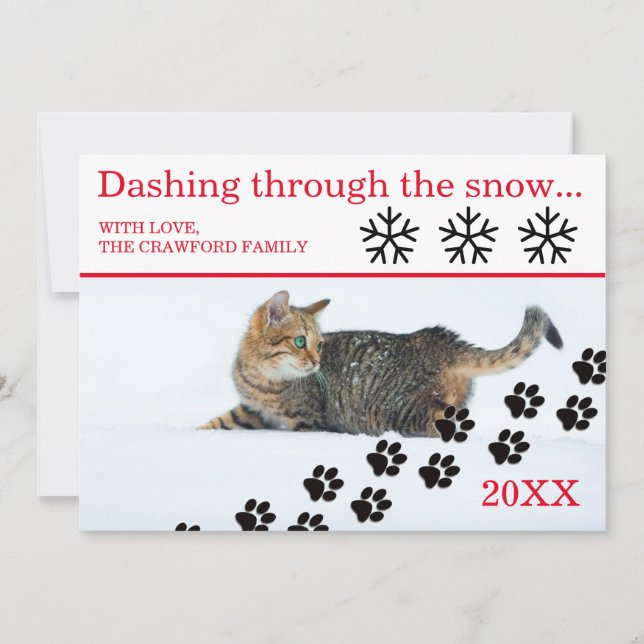 Katt Dundrande Genom Snön - Julkort (Framsida)