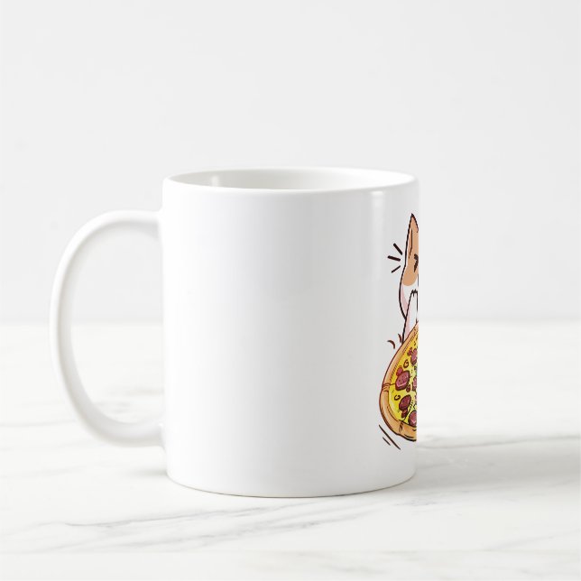 Katt Eating A Pizza Kaffemugg (Vänster)