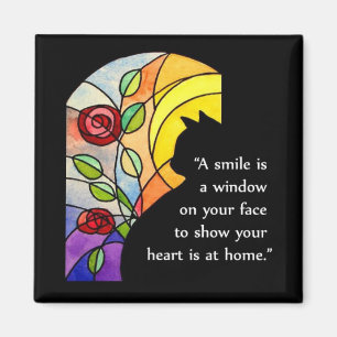 Katt efter fönster - Nätstycke Magnet