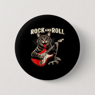 Katt Elgitarr Rock And Roll Rocker Kattunge Me Knapp