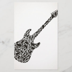 Katt en gitarr brevpapper