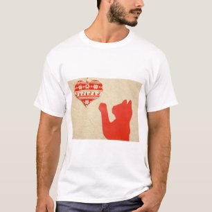Katt en Heart Red Silhouette Sticker Hunter Helgda T Shirt