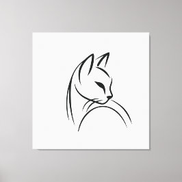Katt en linjens minimalistisk utformning canvastryck