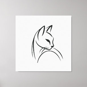 Katt en linjens minimalistisk utformning canvastryck