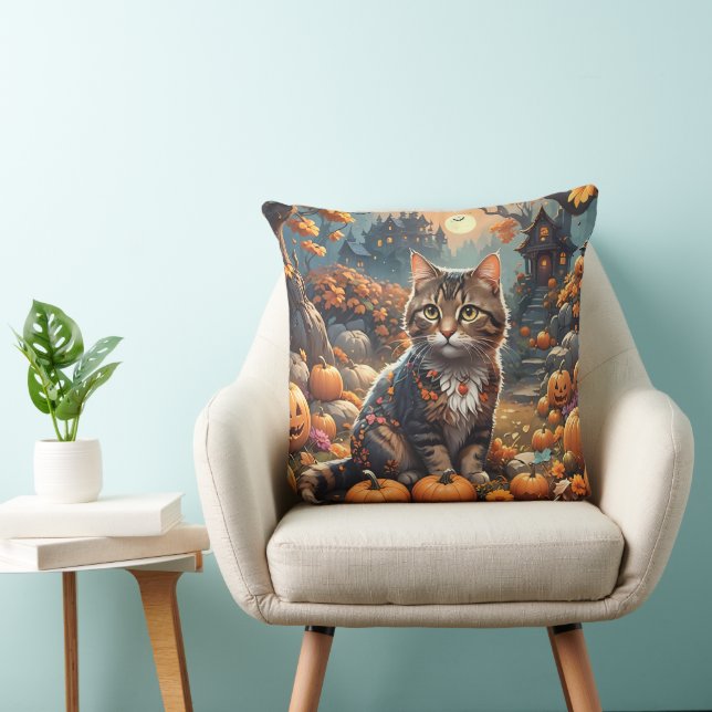 Katt ensam i en taloky Natten Äventyr Kudde (Stol)