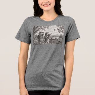 Katt Fågelskådare Pennteckning Kvinnors Tri-Blend  T Shirt