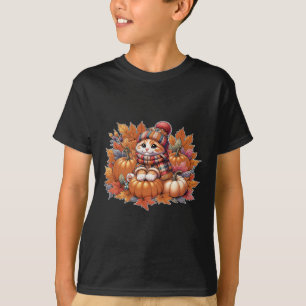 Katt-fall-löv-hej-höst-kattkattunge-älskare-än T Shirt