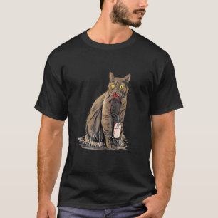 Katt fångar datormus t shirt