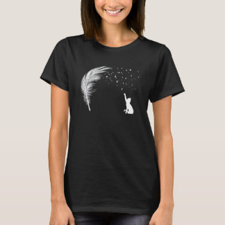 Katt Fångar Fjäder Flygande Löv Cool Gata Styling T Shirt