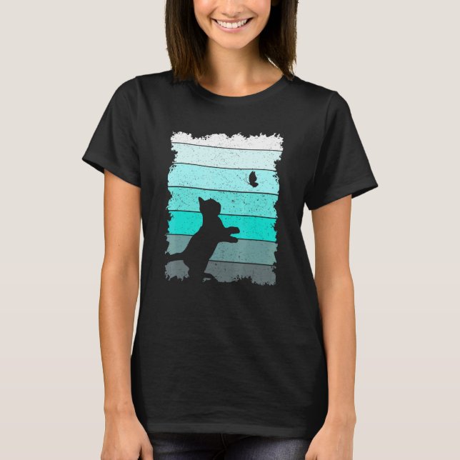 Katt fångar fjäril t shirt (Framsida)