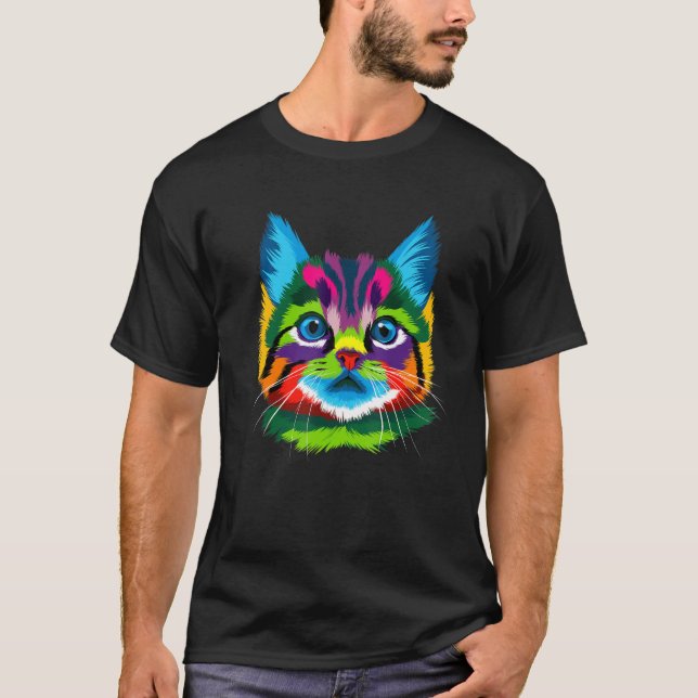 Katt, färglöst huvud, söt, färglös kattunge i ansi t shirt (Framsida)