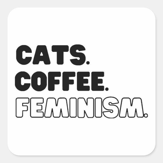 Katt, feminism fyrkantigt klistermärke (Framsida)