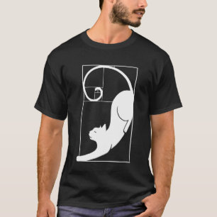 Katt Fibonacci Spiral Helig Geometri Förhållande M T Shirt