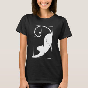 Katt Fibonacci Spiral Helig Geometri Förhållande M T Shirt