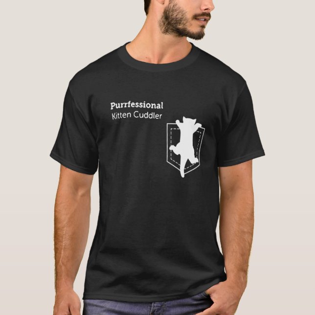Katt  ficka professionell kitten kramare hängande  t shirt (Framsida)