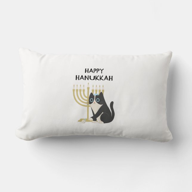 katt fira hanukkah och leka med en drömd lumbarkudde (Framsida)