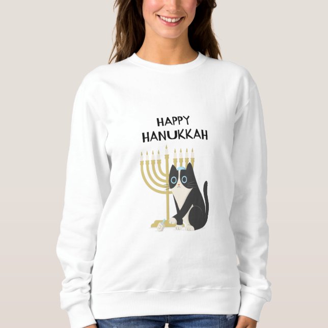 katt fira hanukkah och leka med en drömd t shirt (Framsida)