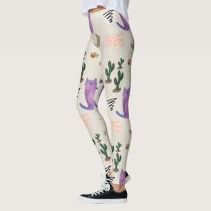 Katt Fisk Kaktus Tass Mor Leggings