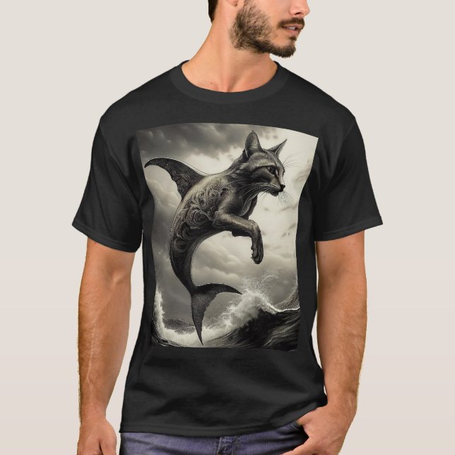 Katt Fisk Mythical Creature T Shirt (Framsida)