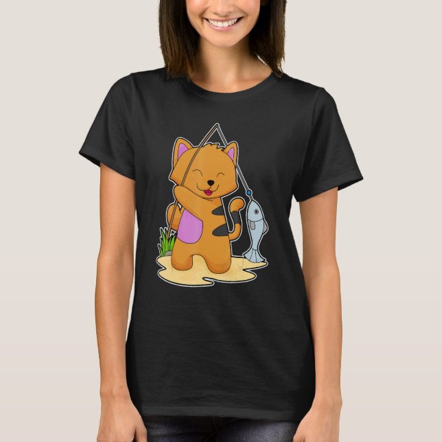 Katt Fiske Fiskare Fisk T Shirt (Framsida)