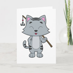 Katt Fiske Fiskare Fiskespö Kort