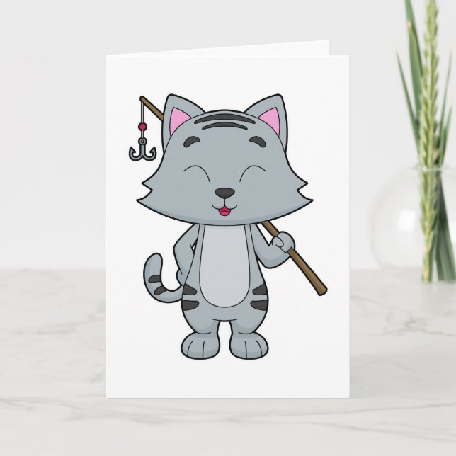Katt Fiske Fiskare Fiskespö Kort (Framsida)