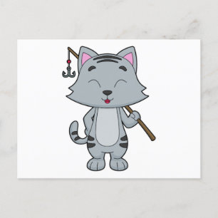Katt Fiske Fiskare Fiskespö Vykort