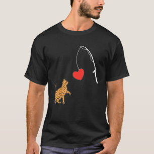 Katt Fiske Hjärtan Alla Hjärtans Dag Kittel Katt K T Shirt