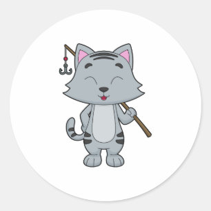 Katt Fiskefartygets fiskspak Runt Klistermärke