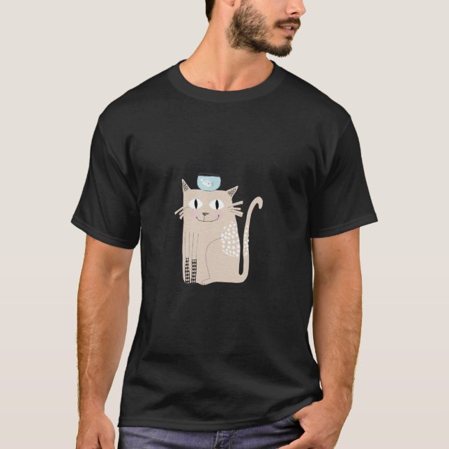Katt & fiskskål t shirt (Framsida)