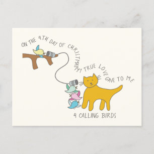 Katt fjärde dagen 4 Kringning av fågeljakt Vykort